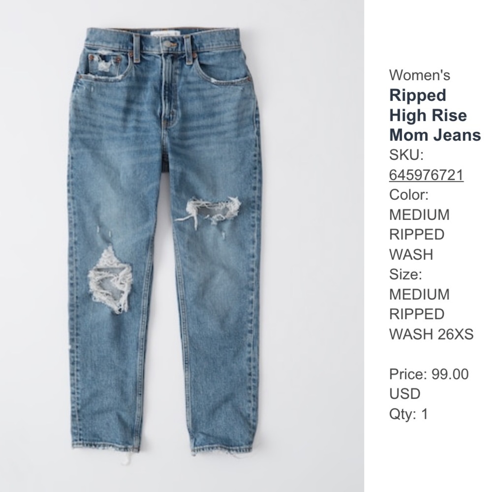 NWOT Abercrombie & Fitch Mom High Rise Jeans